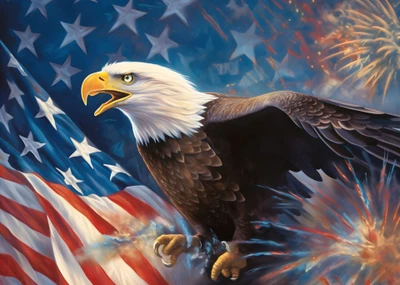 bald eagle, independence day, 4th of july, usa flag background, world