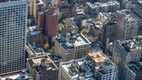 Aerial View of New York City’s Urban Landscape and Skyscrapers