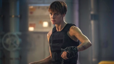 Mackenzie Davis como uma guerreira feroz em "Terminator: Destino Sombrio