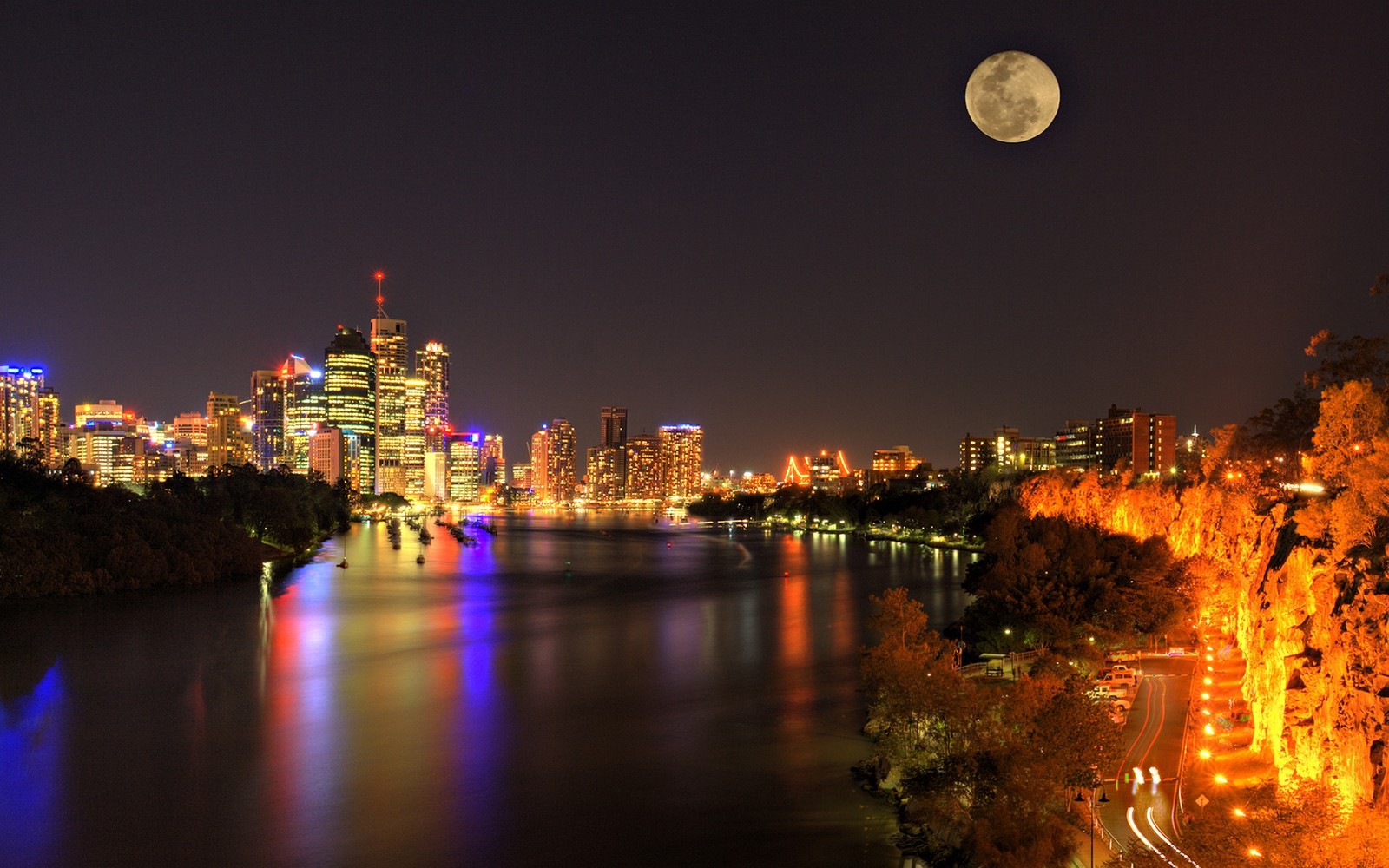 night, cityscape, reflection, urban area, metropolitan area Download Wallpaper