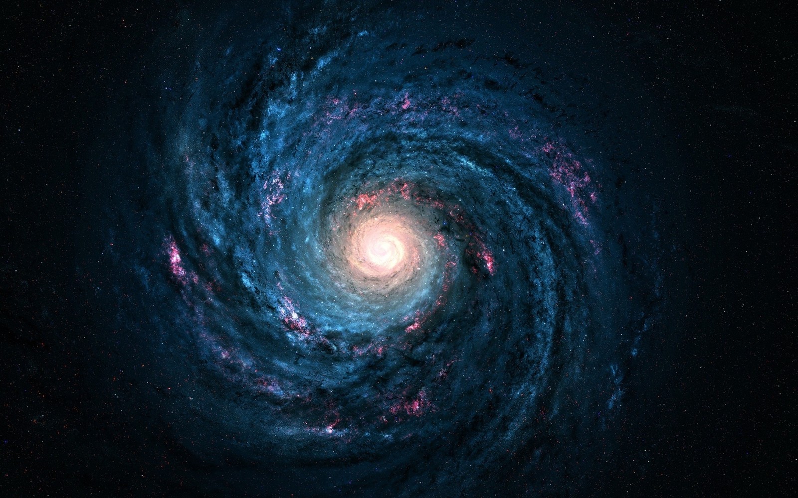 Uma galáxia espiral com um centro azul brilhante e um centro vermelho brilhante (galáxia, universo, galáxia espiral, via láctea, estrela)