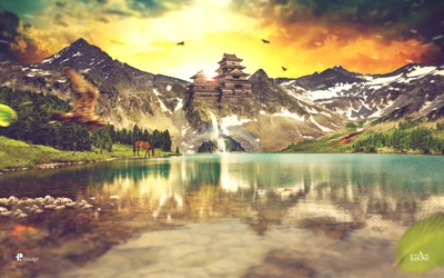 Majestic Mountain Reflection in a Serene Lake Landscape