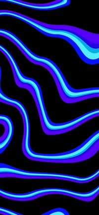 Electric Blue and Violet Flowing Waves on Black Background