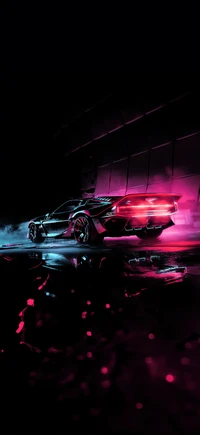 Futuristic Sports Car with Neon Lighting