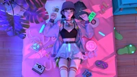 cyberpunk, anime, violet, rose, divertissement