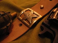 Soviet Union Belt Buckle with Grenade and Firearm