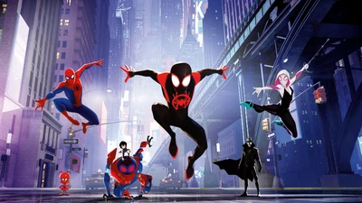 Équipe dynamique de héros araignées de 'Into the Spider-Verse