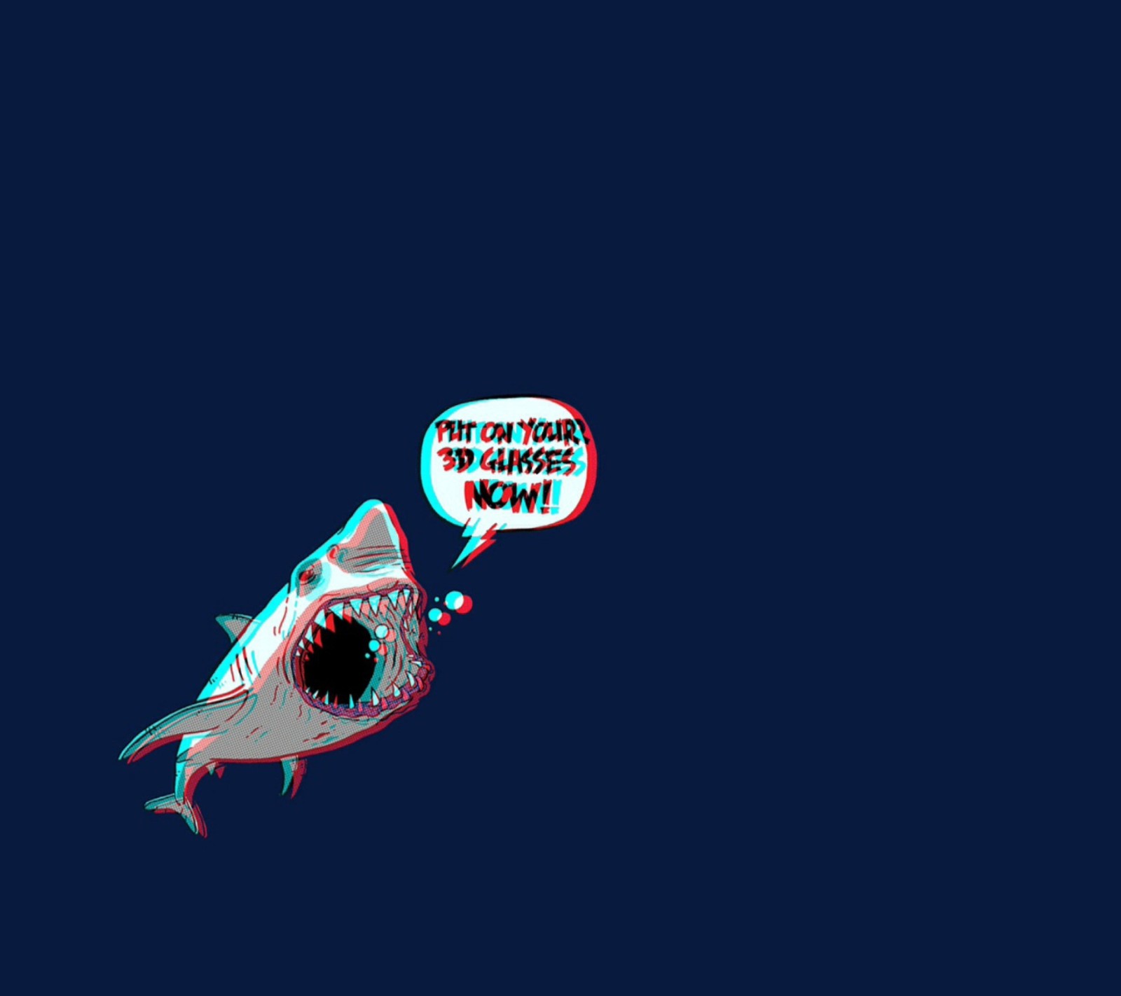 There is a shark with a speech bubble in the middle of it (gcx, ttr)