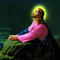 Jesus Christ in Prayer on a Rocky Outcrop