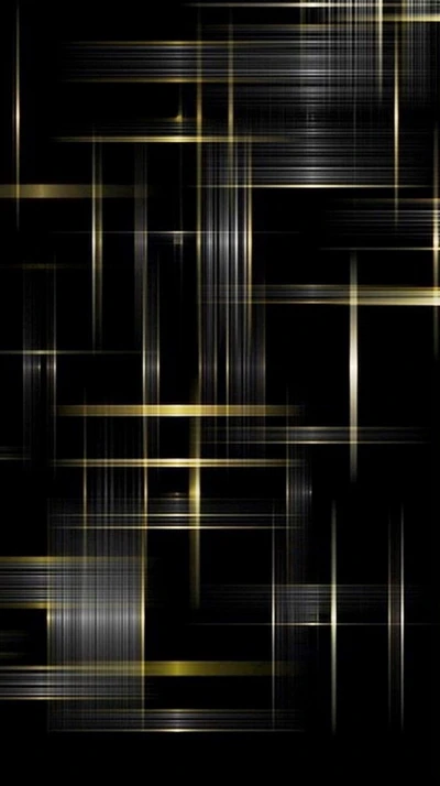 Fondo negro con patrones abstractos delineados en oro