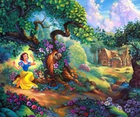 bosque de hadas, cuento de hadas, casa, blancanieves, snow white