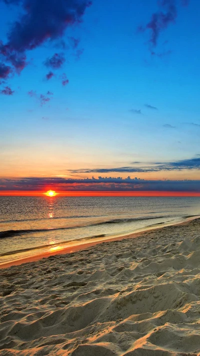 coucher de soleil sur la plage, mer