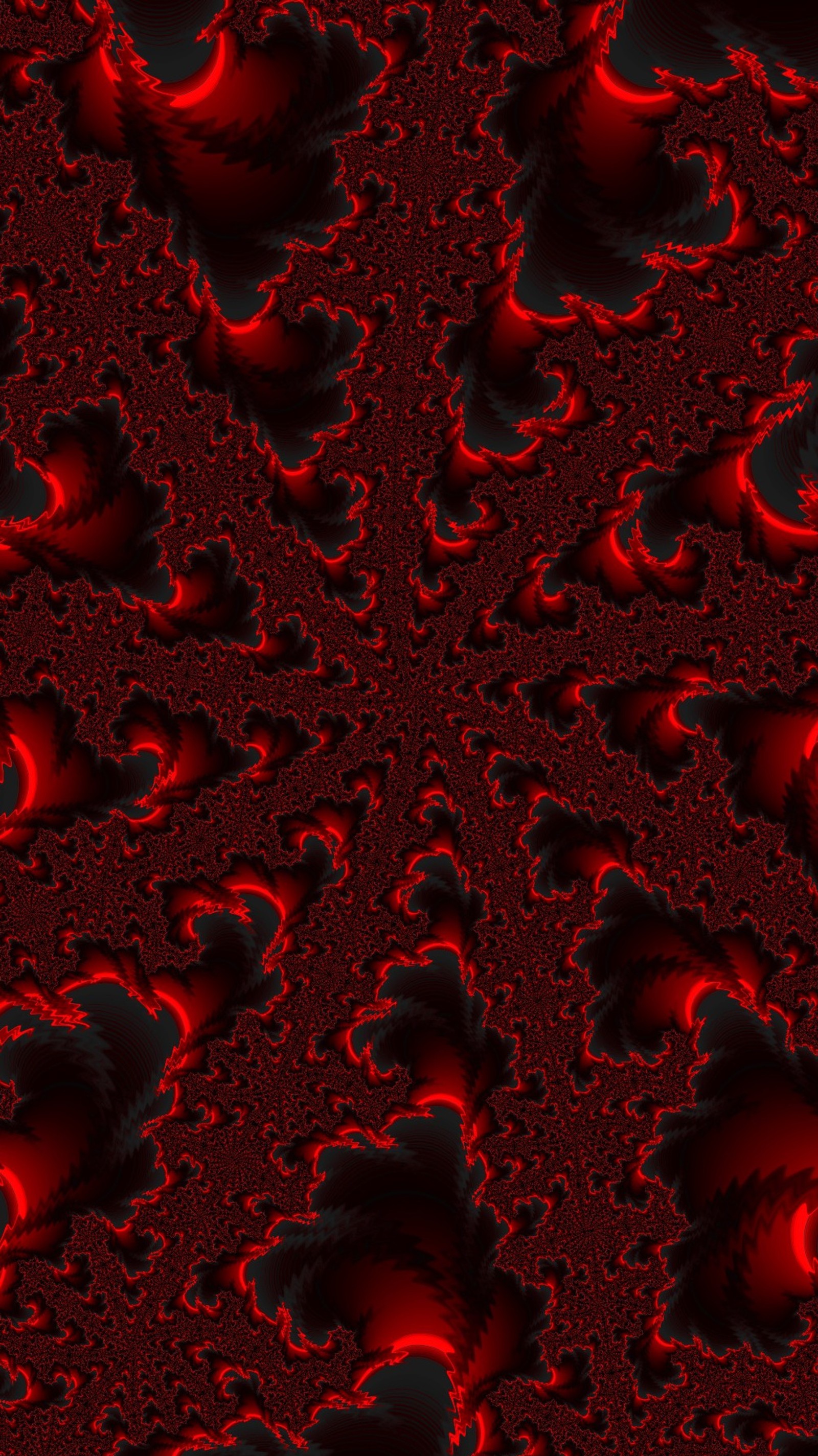 Un primer plano de un fondo rojo y negro con un patrón de nubes (abstracto, negro, complejo, fractal, matemáticas)