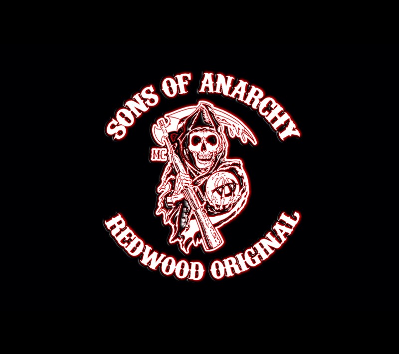 Логотип sons of anarchy на черном фоне (морроу, morrow, самкро, samcro, сыны анархии)