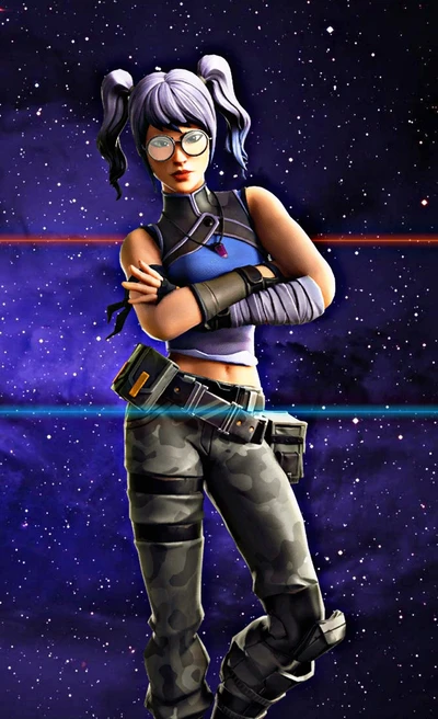 Stylish Fortnite Character in Cosmic Setting