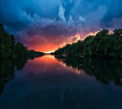 nubes, lago, paisaje, luces, naturaleza