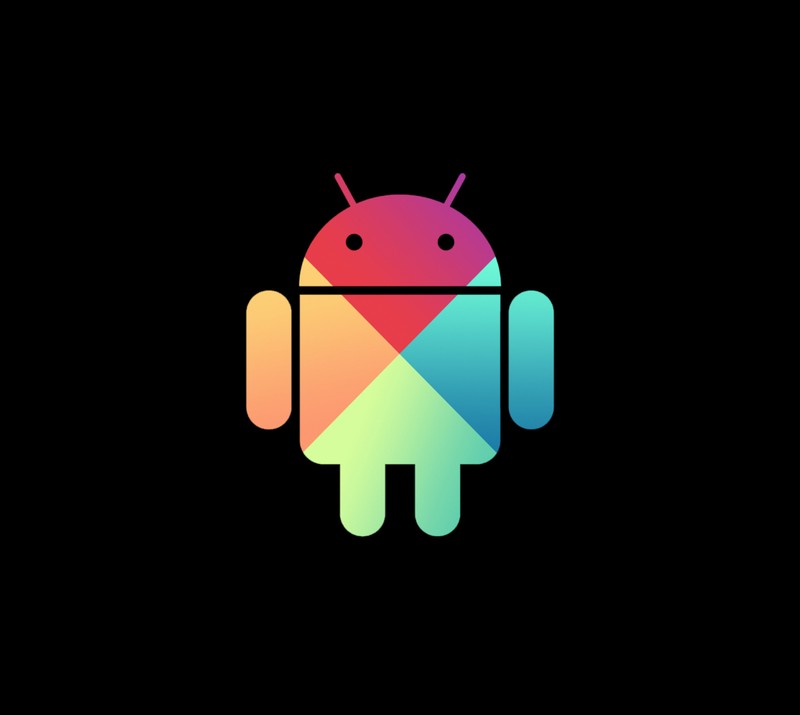 Близкий план цветного логотипа android на черном фоне (android, потрясающе)