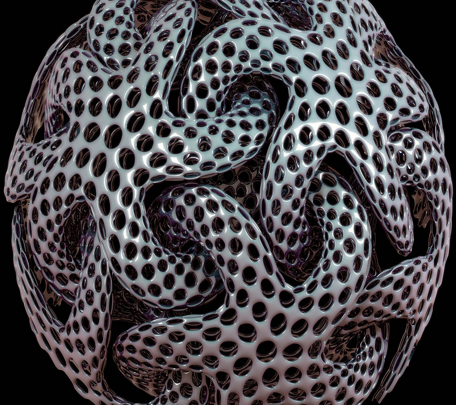 There is a ball of black and white dots on a black background (3d, abstract, hd)