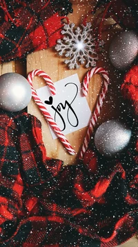 balls, candy cane, heart, joy snow, star wallpaper