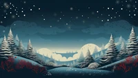 winter, night, sky, stars, scenery wallpaper