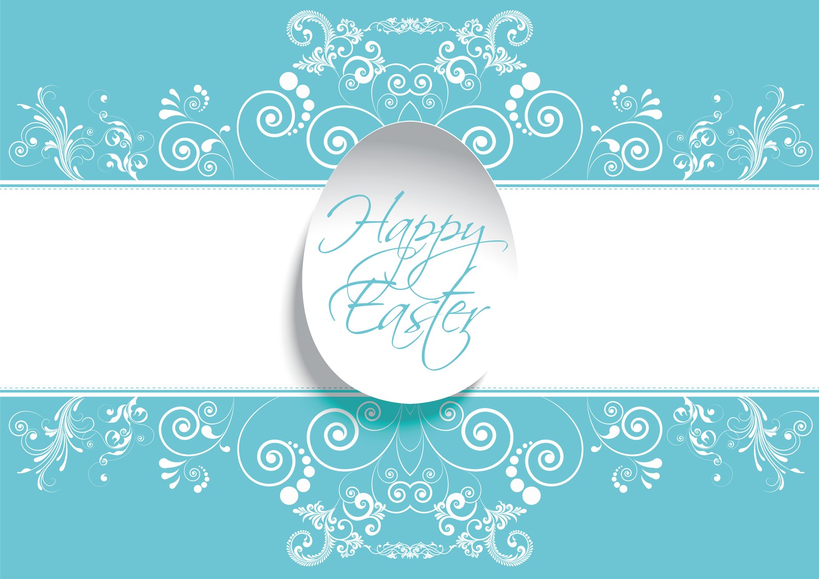 happy easter, floral, typography, cyan, pastel background Download Wallpaper