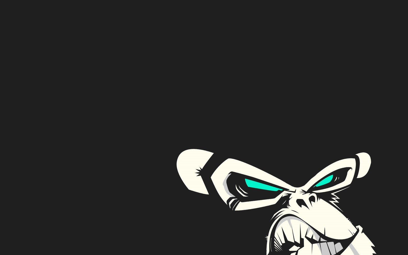 Anime, monkey, black, green eyes, white, black background, black background (graphic design, monochrome, monochrome mode, black)