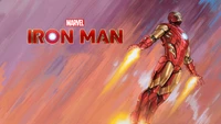 Iron Man planant à travers un ciel vibrant – Aventure Marvel VR