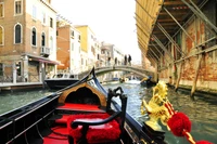 gondole, venise, canal, dessin, ville