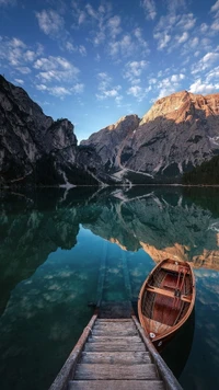 dolomites, alps, lake, mountain, art wallpaper