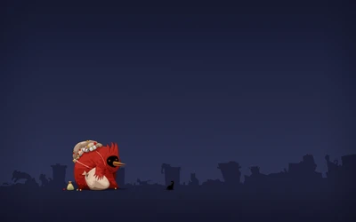 ночь, минимализм, злые птицы, angry birds, тёмный