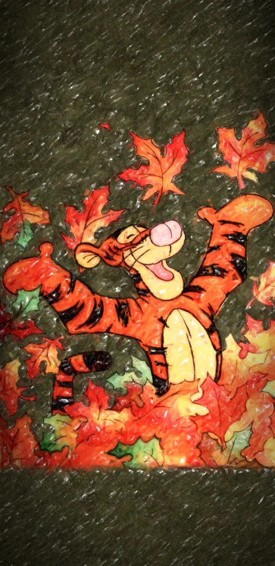 100 acre wood, otoño, hojas, día de acción de gracias, tigger