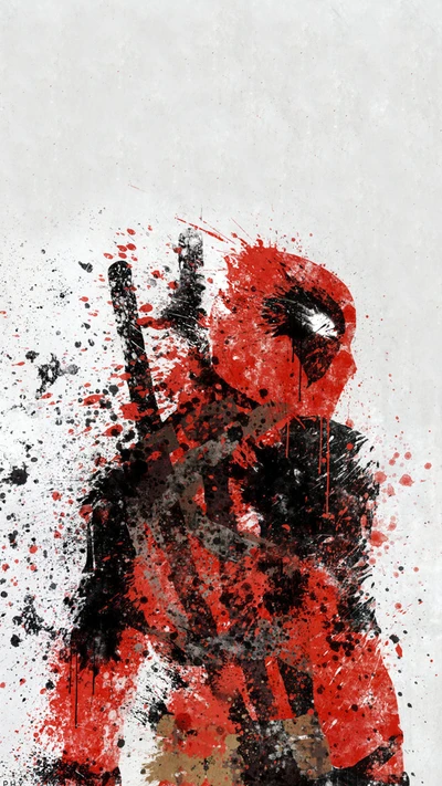 Art abstrait de Deadpool en rouge et noir vif