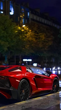 coche, lamborghini, rojo