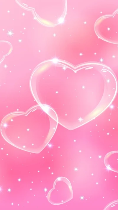 bubbles, hearts, pink, sparkles