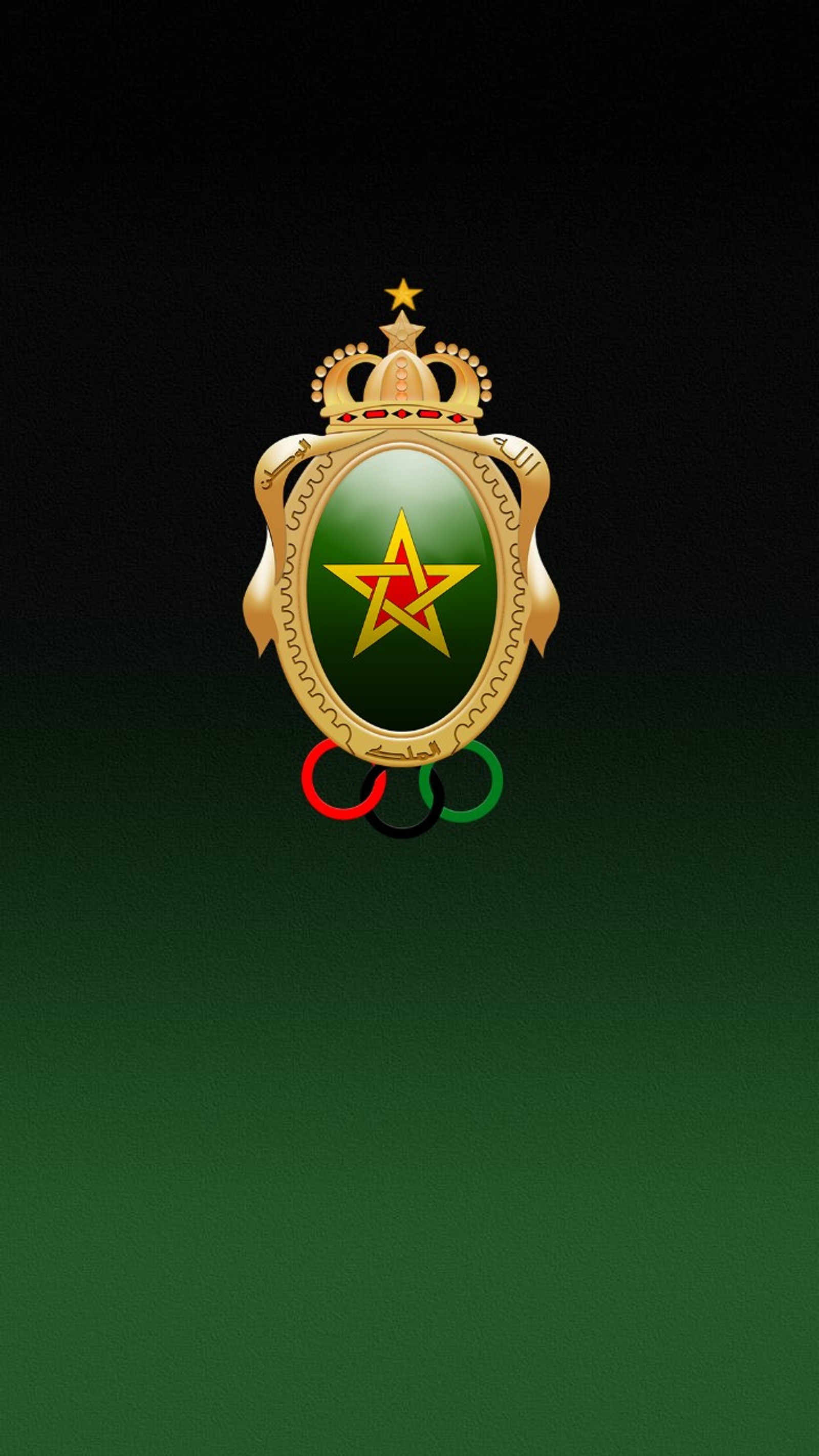 A close up of a green and gold emblem with a star (far, maroc, club, football, rabat)