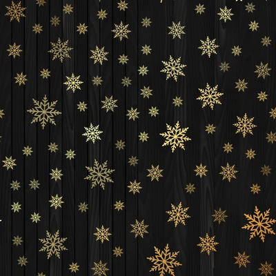 Golden Snowflakes on a Black Winter Background