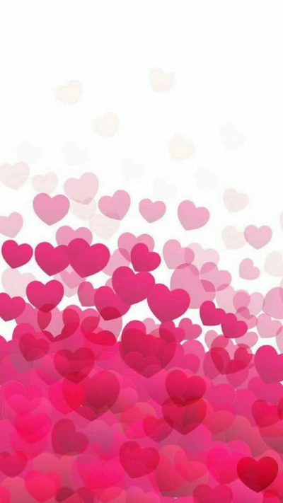 A vibrant cascade of pink hearts symbolizing love and affection.