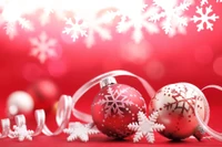 Elegant Christmas Ornaments on a Festive Red Background