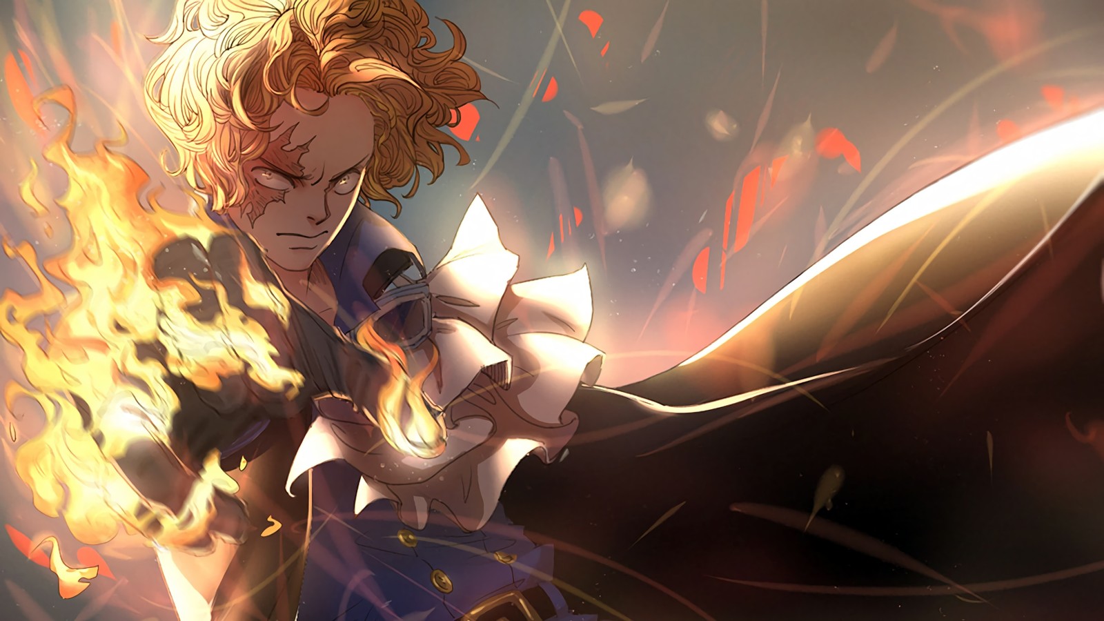 sabo, flame, one piece, anime wallpaper