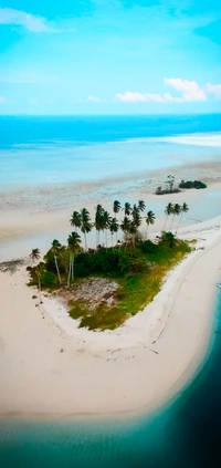 Ilha tropical oásis cercada por águas azuis e vegetação exuberante