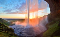 seljalandsfoss, nature, water, sky, water feature wallpaper