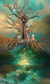 Enchanted Tree of Life: A Fusion of Nature and Mystical Elements