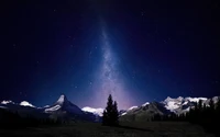 milky way, night sky, alps mountains, swiss alps, digital composition wallpaper