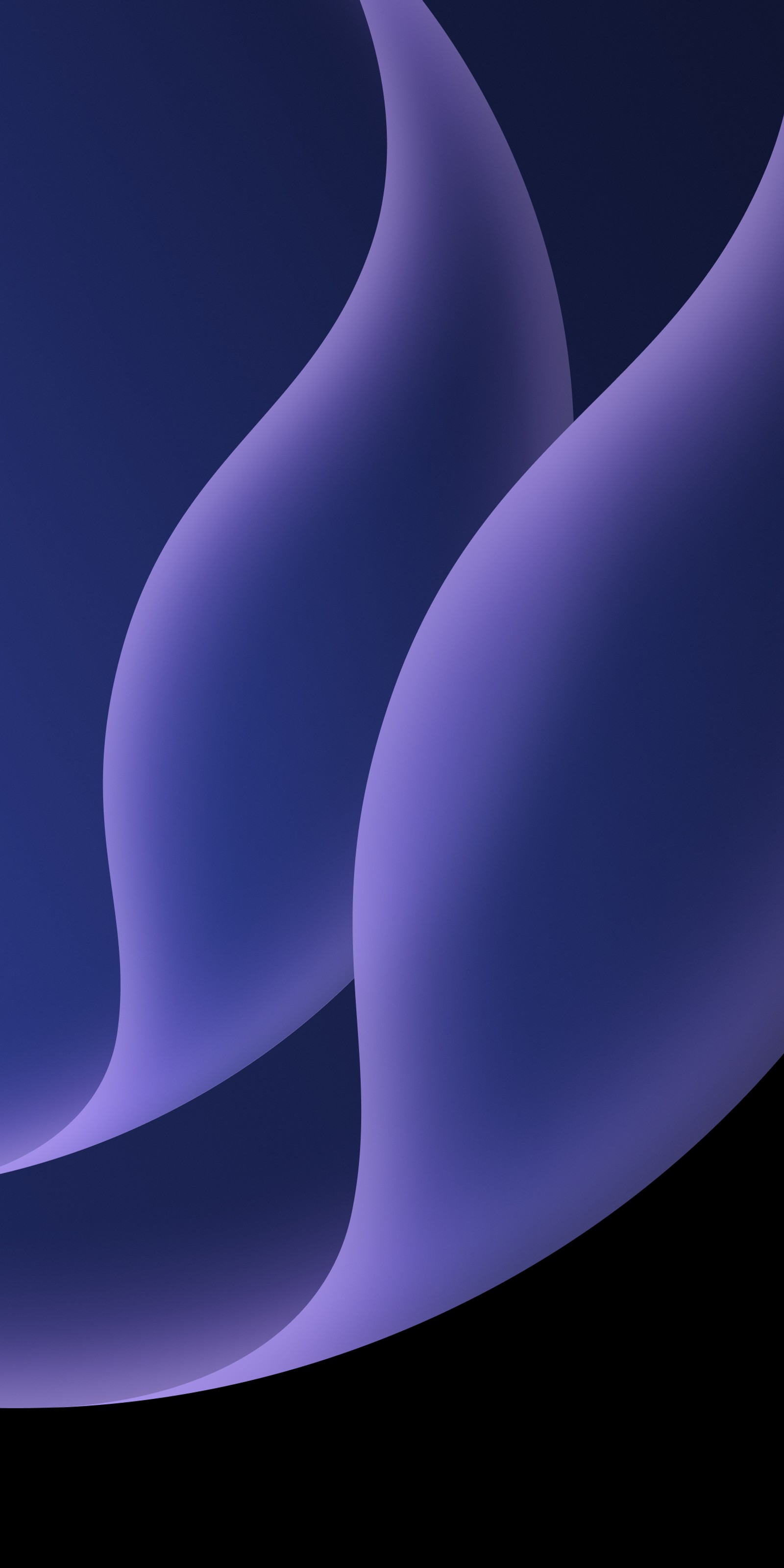 Purple curved lines on a dark background with a blue sky (atmosphere, ios, purple, art, electric blue)