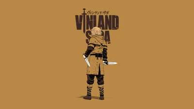 thorfinn, minimalist, vinland saga, yellow background, 5k