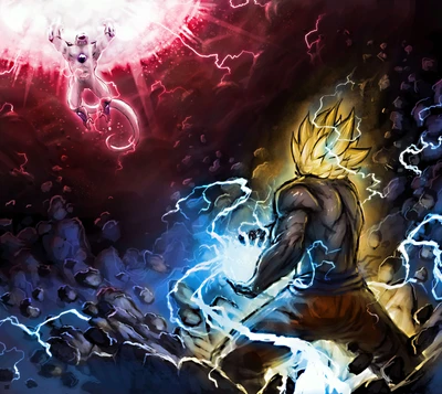 Goku entfesselt Kamehameha gegen Frieza auf Namek