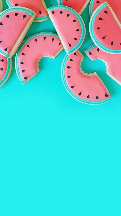 Colorful Watermelon Cookies on a Bright Background