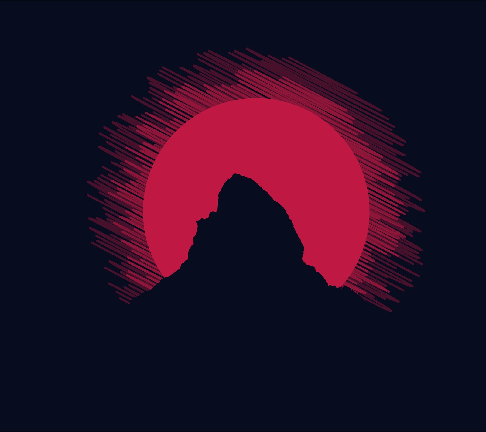 Un gros plan d'une montagne avec un soleil rouge en arrière-plan (beau, sombre, design matériel, matterhorn, montagne)