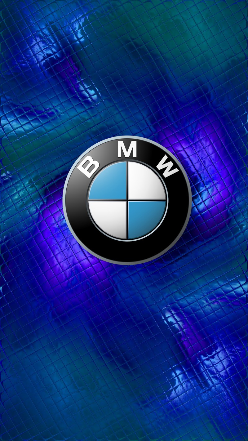 Близкий план логотипа bmw на синем и фиолетовом фоне (bmw, машина, логотип)