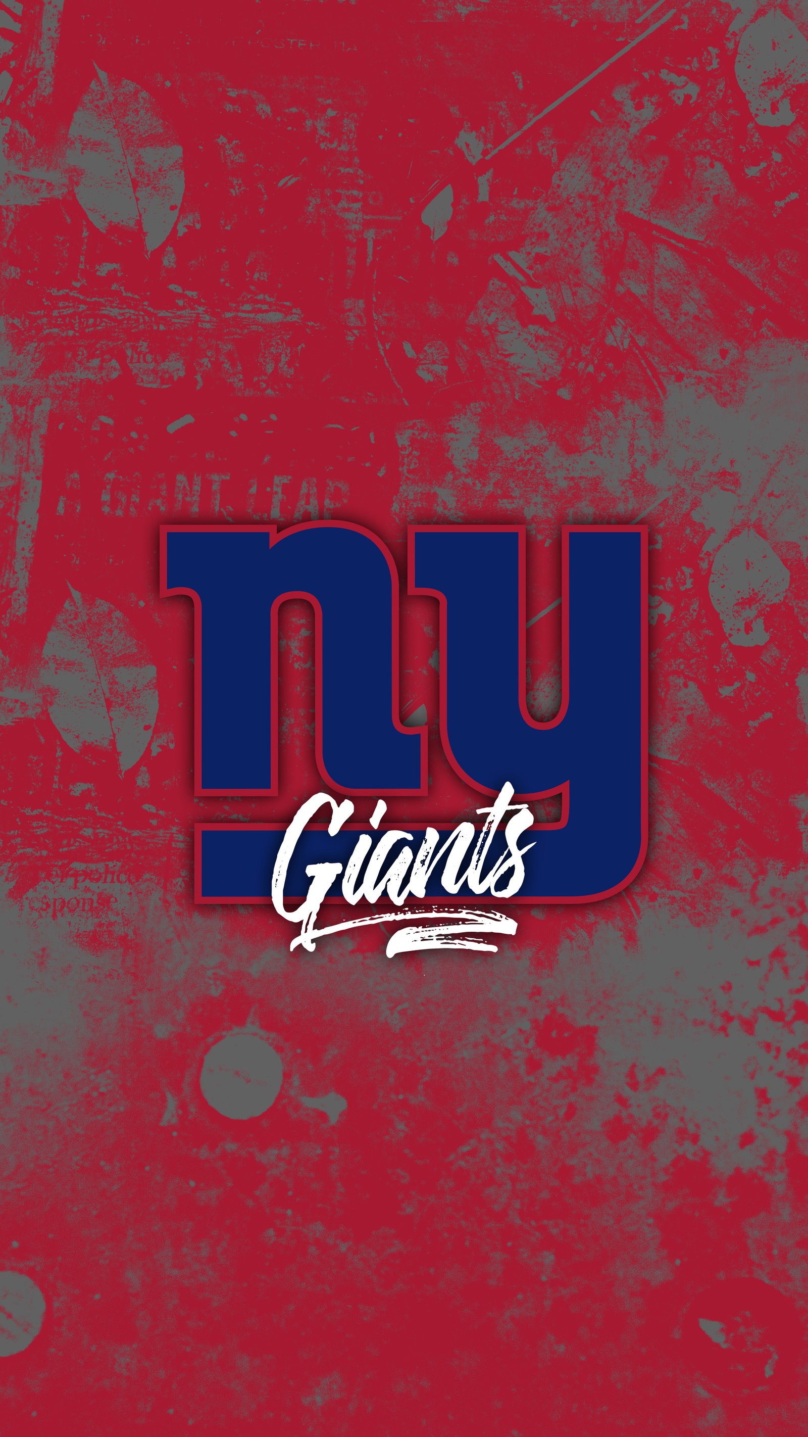 A close up of a red and blue ny giants logo on a red background (football, giants, grunge, hd, new york)